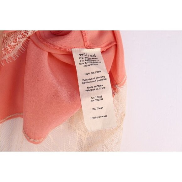 Wilfred Aritzia Women's Size XXS Orange Chimere Camisole Silk Lace Trim Tank Top - Picture 4 of 6